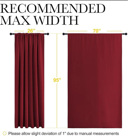 NICETOWN Christmas Living Room Curtains for Window - Energy Efficient & Noise Reducing Thermal Insulated Rod Pocket Blackout Drapes/Draperies for Living Room (Burgundy Red, 2 Panels, W70 x L95)