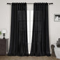 Nanspring Black Curtains 95 Inches Long 2 Panel Set Back Tab Sheer Black Linen Curtain Modern Farmhouse Muslin Look Cotton Textured Gauze Drapes 95 inch Length for Patio Sliding Door Office Bedroom