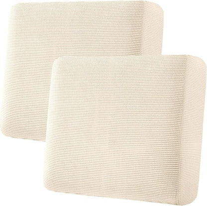 H.VERSAILTEX Super Stretch Individual Seat Cushion Covers Sofa Covers Couch Covers Slipcover Sets Thick Jacquard Textured Twill Fabric (2 Piece Large Sofa Cushion Covers, Cream)