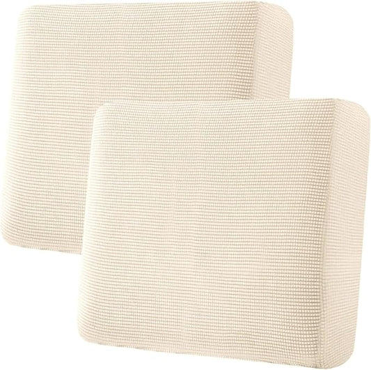H.VERSAILTEX Super Stretch Individual Seat Cushion Covers Sofa Covers Couch Covers Slipcover Sets Thick Jacquard Textured Twill Fabric (2 Piece Large Sofa Cushion Covers, Cream)