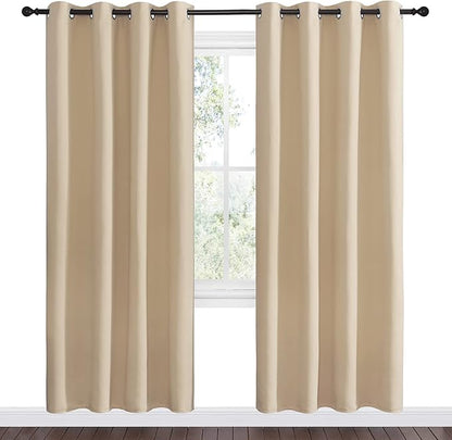 NICETOWN Blackout Draperies Curtains Panels - Window Treatment Thermal Insulated Solid Grommet Blackout Curtains/Panels/Drapes for Bedroom (Set of 2 Panels, 55 by 78 Inch, Biscotti Beige)