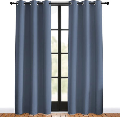 NICETOWN Blackout Curtains for Bedroom, Stone Blue, 42-inch Wide x 80-inch Long, 2PCs, Thermal Insulated Privacy Window Treatment Curtains & Drapes for Living Room, Nursery