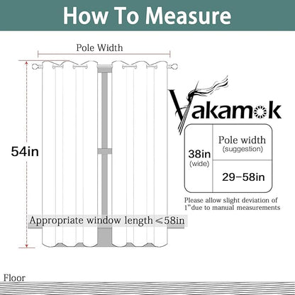 Yakamok Light Beige Curtains Room Darkening Thermal Insulated with Grommet Window Curtain for Bedroom, 38Wx54L inch, 2 Panels