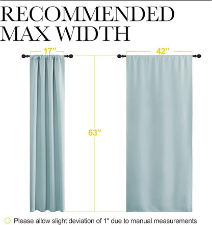 NICETOWN 2 Panels Blackout Curtains, Rod Pocket Thermal Insulated Curtains for Bedroom, Room Darkning Shading Blinds Modern Home Decoration for Living Room, Home Office, W42 x L63 in, Aqua Green