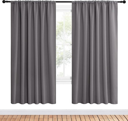 NICETOWN Blackout Curtain Panels for Window - Thermal Insulated Rod Pocket Blackout Drapes/Draperies for Dining Room (2 Panels, W62 x L72 inches, Grey)