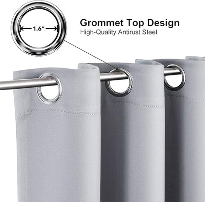 ChrisDowa Grommet Blackout Curtains for Bedroom and Living Room - 2 Panels Set Thermal Insulated Room Darkening Curtains (Light Grey, 52W x 45L )