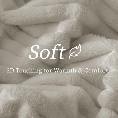 BEDELITE Fleece Throw Blanket for Couch - 300GSM Soft & Warm Fluffy Light Grey Blanket, Decorative and Giftable Striped Blankets for Women, Men, 50"x70"