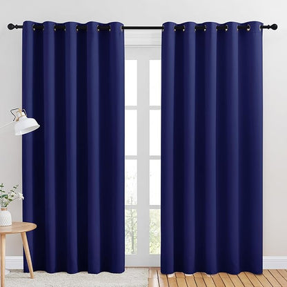 NICETOWN Room Darkening Draperies Window Curtain Panels, Royal Blue, 2 Panels, W60 x L84 -inch, Thermal Insulated Grommet Room Darkening Curtains for Bedroom