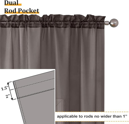 Aiyufeng Chocolate Brown Sheer Curtains 84 Inches Long 2 Panels, Solid Voile Rod Pockets Stylish Breathable Drapes Window Treatment for Kid's Room/Bedroom/Living Room, 40W x 84L, Chocolate Brown