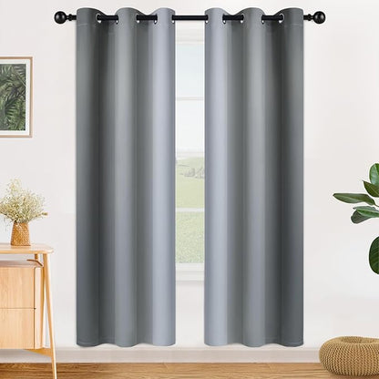 SimpleHome Ombre Room Darkening Curtains for Living Room, Light Blocking Grey to Greyish White Thermal Insulated Grommet Window Curtains/Drapes for Bedroom, 2 Panels, 42x72 inches Length