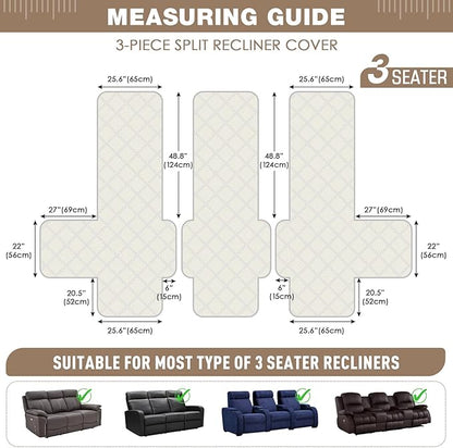 TAOCOCO 100% Waterproof Recliner Sofa Covers 3 Seater Split Couch Covers for 3 Cushion Reclining Couch with Straps, Non Slip Reclining Sofa Covers Furniture Protector for Kids Pets(3 Seater, Brown)