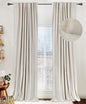 100% Blackout Shield Linen Blackout Curtains for Bedroom 90 Inches Long, Back Tab/Rod Pocket Living Room Drapes, Thermal Insulated Blackout Curtains 2 Panels Set, 50" W x 90" L,Cream