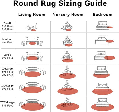 OLANLY Rust Red Round Rugs for Bedroom - Machine Washable, 7 ft Circle Area Rugs for Living Room, Soft and Fluffy Shaggy Carpet for Teen Girl and Boys, Nursery Rooms, Dorms, Home Decor Aesthetic