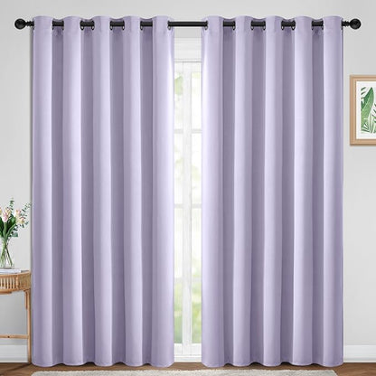 Yakamok Blackout Curtains Room Darkening Thermal Insulated Window Panels,Solid Grommet Top Drapes for Bedroom/Living Room(70Wx84L, Lilac, 2 Panels)