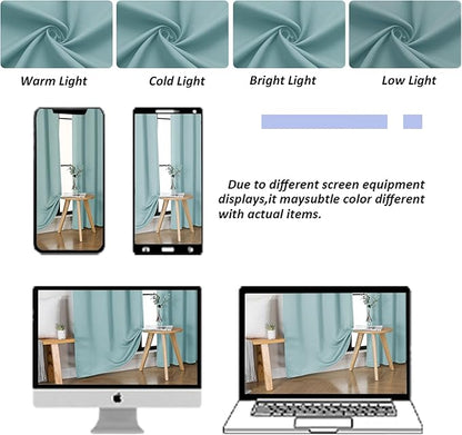 Simplebrand Blackout Extra 10ft Curtains for Patio 120 Inches Long 2 Panels Set, Solid Thermal Insulated Energy Saving Rod Pocket Window Treatment Curtains Blackout Drapes, 50" Wx120 L, Aqua