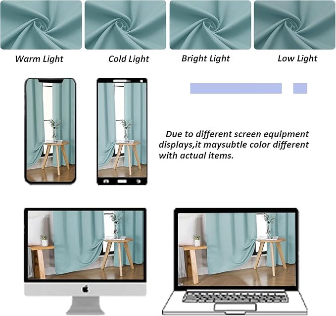 Simplebrand Ava Aqua Blackout Curtains for Bedroom 84 Inch Length 2 Panels Set, Solid Thermal Insulated Privacy Living Room Window Treatment Curtains Blackout Drapes, W50 x L84 Inch, Aqua