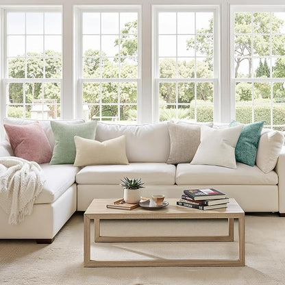 MIULEE Pack of 2 Couch Throw Pillow Covers 18x18 Inch Light Green Modern Boho Accent Decorative Pillow Covers Soft Chenille Farmhouse Cushion Covers for Home Decor Bed Sofa Living Room