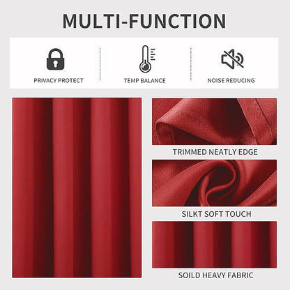 Joydeco Blackout Curtains 108 Inch Length 2 Panels Set, Thermal Insulated Long Curtains& Drapes 2 Burg, Room Darkening Grommet Drapes for Living Room Bedroom Window (W52 x L108 Inch, Red)