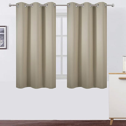 LEMOMO Beige Thermal Blackout Curtains/38 x 54 Inch/Set of 2 Panels Room Darkening Curtains for Bedroom