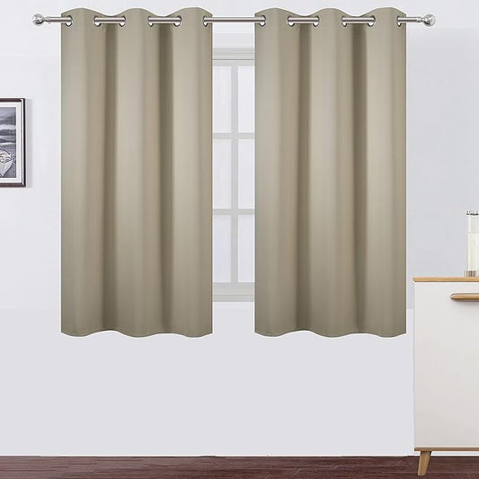 LEMOMO Beige Thermal Blackout Curtains/38 x 54 Inch/Set of 2 Panels Room Darkening Curtains for Bedroom