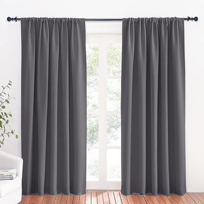 RYB HOME Large Blackout Curtains for Bedroom 84 inches Long 2 Panels Set, Privacy Thermal Insultaed Sunlignt Heat Blocking Drapes for Sliding Patio Door, Width 70 by Length 84, Grey
