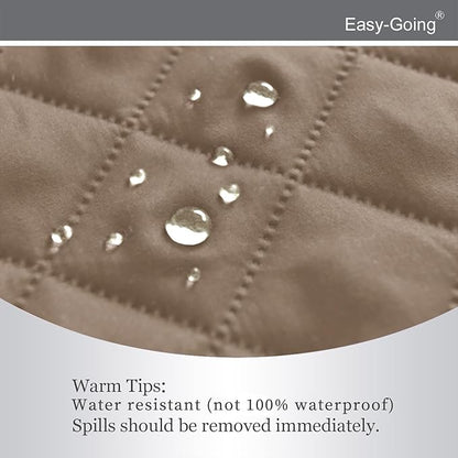 Easy-Going 4 Seater Sofa Slipcover Reversible Sofa Cover Water Resistant Couch Cover with Foam Sticks Elastic Straps Furniture Protector for Pets Children Dog Cat (XX-Large, Beige/Beige)