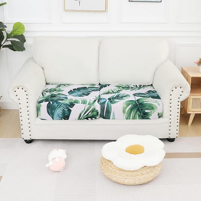 Smiry Printed Couch Cushion Covers, Stretch Soft Couch Covers for Sofa, Washable Non-Slip Sofa Slipcover Furniture Protector for Indoor and Outdoor (2 Pack, Green)