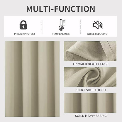 Joydeco Light Beige Custom Solid Single Blackout Curtain for Bedroom and Living Room, Grommet Thermal Insulated Room Darkening Curtain 1 Panel (Custom Size,Light Beige)