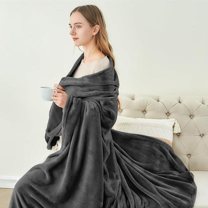 BEDELITE Fleece Blanket Charcoal Grey Throw Blankets for Couch & Bed, Luxury Plush Cozy Fuzzy 50x70 inches, Super Soft Warm Lightweight Throw for Travel Camping