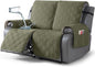 TAOCOCO 100% Waterproof Loveseat Recliner Covers 2 Seater, Split Loveseat Covers for Reclining loveseat, Non Slip Reclining Couch Cover with Double Straps for Kids, Pets(2 Seater, Green)