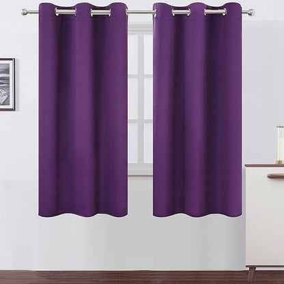 LEMOMO Purple Blackout Curtains/42 x 63 Inch/Set of Two Panels Grommet Bedroom Curtains