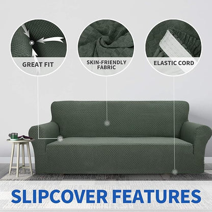 ZNSAYOTX 1 Piece Jacquard Chair Slipcovers for Living Room High Stretch Chair Covers with Arms Anti Slip Pets Friendly Couch Sofa Armchair Cover Furniture Protector (Chair, Army Green)