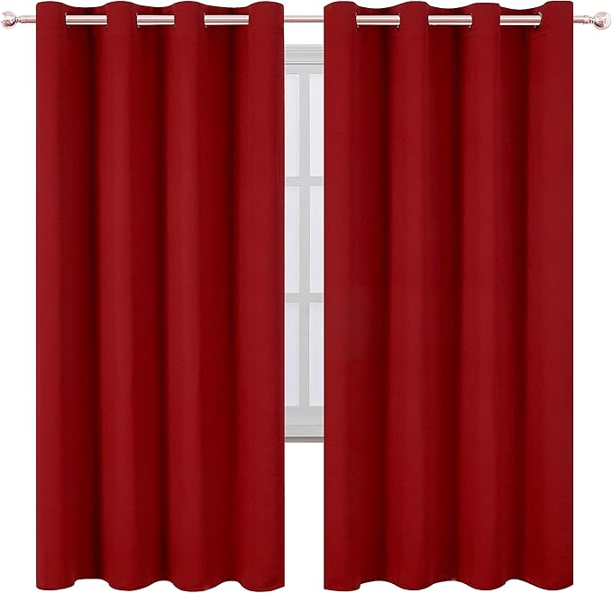 LEMOMO Red Thermal Blackout Curtains/52 x 72 Inch/Set of 2 Panels Room Darkening Curtains for Bedroom