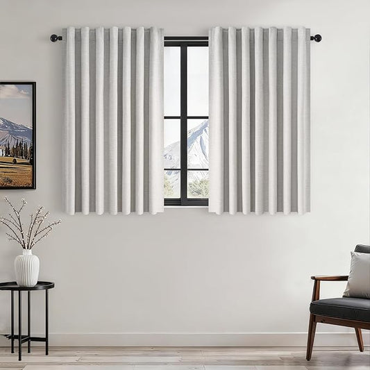 Topfinel 54 Inch Long Blackout Tiers Curtains for Small Window Modern Custom Short Curtain Drapes for Livingroom Bedroom Thermal Insulated Linen Cafe Drapes 2 Panels (W52 xL54) Grey Beige