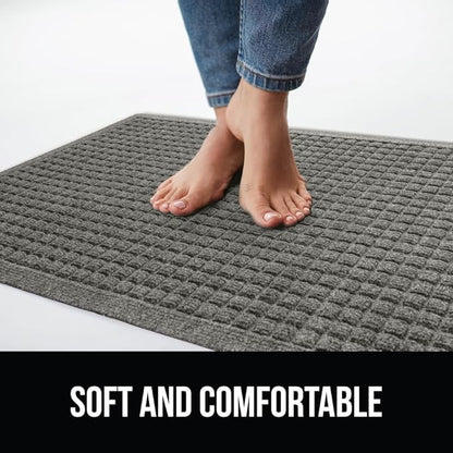 GORILLA GRIP® Ultra Absorbent Front Door Mat Outside Entrance, 47x35, Traps Dirt and Moisture, HydroABSORB Indoor Outdoor Doormat Holds Up to 6 Cups Water, Stain and Fade Resistant Welcome Mat, Grey