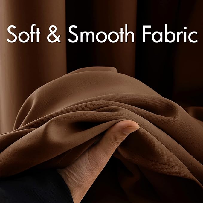 MIULEE Blackout Curtains for Bedroom Living Room Thermal Insulated Room Darkening Mocha Grommet Top Solid Light Blocking Drapery Set of 2 Window Panels 52 x 72 Inches, Cappuccino Brown
