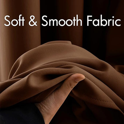 MIULEE Blackout Curtains for Bedroom Living Room Thermal Insulated Room Darkening Mocha Grommet Top Solid Light Blocking Drapery Set of 2 Window Panels 52 x 72 Inches, Cappuccino Brown