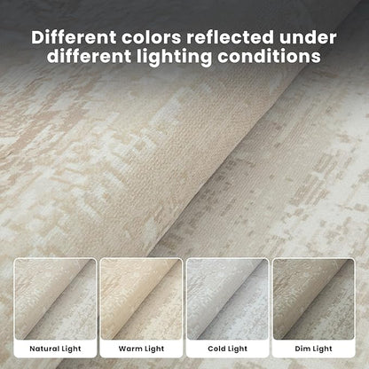 Washable Rugs 8x10 Area Rugs for Living Room- Modern Abstract Rugs for Bedroom,Dining Room, Large Soft Low Pile Carpet with Non Slip Rubber Backing,Neutral Accent Nursery Rug(Light Brown Beige)