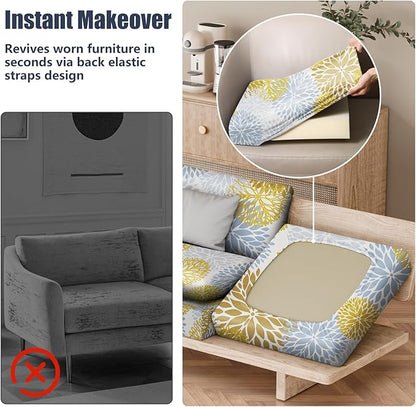 8Pcs Stretch Patio Cushion Covers, Outdoor Couch & Sofa Replacement Slipcovers for Patio Furniture Cushion Covers, Washable Reusable Furniture Protector