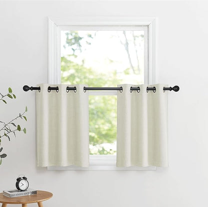 NICETOWN 24 inch Long Blackout Tiers, Farmhouse Grommet Half Window Curtains, Light Block Small Window Valances for Kitchen Cupboard, Covering for Bathroom, W34 x L24, Natural, 2 Panels