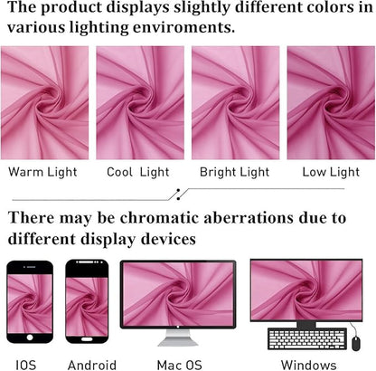 Lecloud Hot Pink Sheer Curtains for Bedroom 84 Inches Long 2 Panels, Light Filtering Voile Rod Pockets Window Curtains for Living Room, Rustic Farmhouse Decor Drapes, Each Panel 42" W x 84" L