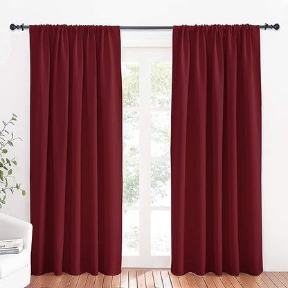 RYB HOME Large Blackout Curtains for Bedroom 84 inches Long 2 Panels Set, Privacy Thermal Insultaed Sunlignt Heat Blocking Drapes for Sliding Patio Door, Width 70 by Length 84, Burgundy Red