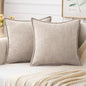 MIULEE Pack of 2 Couch Throw Pillow Covers 20x20 Inch Natural Beige Farmhouse Decorative Pillow Covers with Stitched Edge Taupe Soft Chenille Solid Dyed Pillow Covers for Sofa Bed Living Room