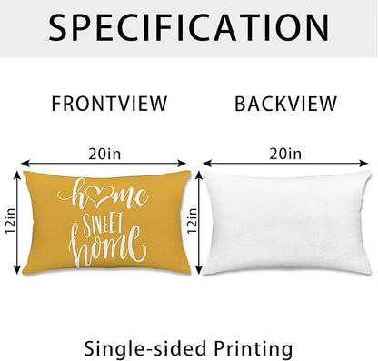 Hexagram Geometric Yellow Pillow Covers 12x20 Set of 4, Decorative Outdoor Boho Modern Throw Pillow Covers, Home Sweet Home Farmhouse Cushion Case for Couch Sofa Bedroom Indoor Decor(No Insert)