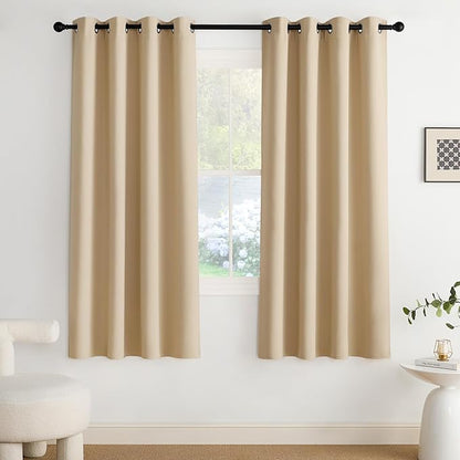 NICETOWN Blackout Curtains Grommet 2 Panels 72 Inches Long, Biscotti Beige