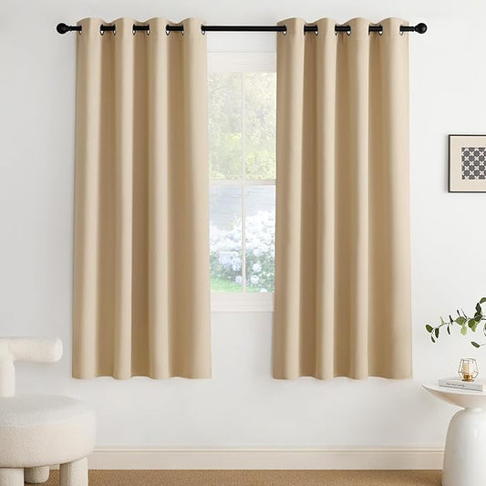 NICETOWN Blackout Curtains Grommet 2 Panels 72 Inches Long, Biscotti Beige