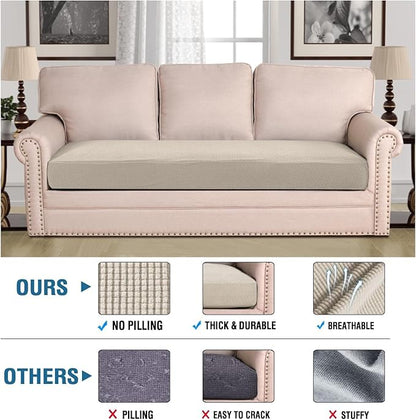H.VERSAILTEX Super Stretch Individual Seat Cushion Covers Sofa Covers Couch Cushion Covers Slipcover Sets Thick Jacquard Textured Twill Fabric (1 Piece Sofa Cushion Cover, Island Fossi)