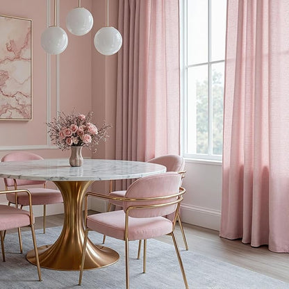 MYSKY HOME 96 Inches Length Pink Curtains for Girls Bedroom Living Room Semi Sheer Light Filtering Nursery Window Drapes, Soft Modern Decor Country Style Back Tab, 50" x 96", Light Pink, 2 Panels