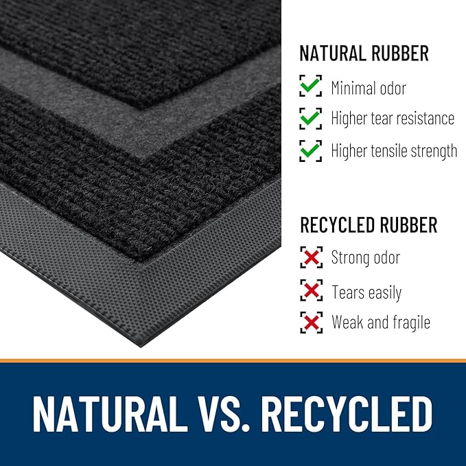 OLANLY Half Circle Door Mat Indoor Outdoor Entrance Welcome, Waterproof All-Season, All-Weather Doormat, Sturdy Natural Rubber, Low Profile, Easy Clean Patio Porch Entryway Mat, 47x32, Black