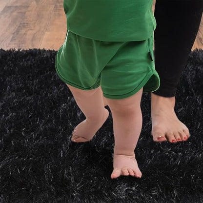 Soft Runner Rugs for Bedroom Hallways, 2x6 Black Fluffy Shag Throw Area Rug Non Slip for Bedside Dorm, Long Shaggy Furry Carpet for Nursery Living Room